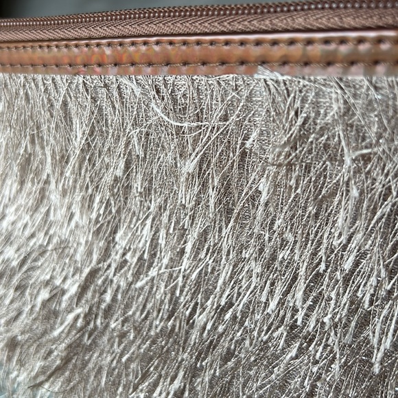 LANCÔME Clutch Makeup Bag Travel Textured Fringe Metallic Zippered fully lined - Picture 7 of 8